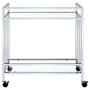 Cara 2-tier Rectangular Glass Shelf Metal Bar Cart Brass