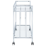 Cara 2-tier Rectangular Glass Shelf Metal Bar Cart Brass