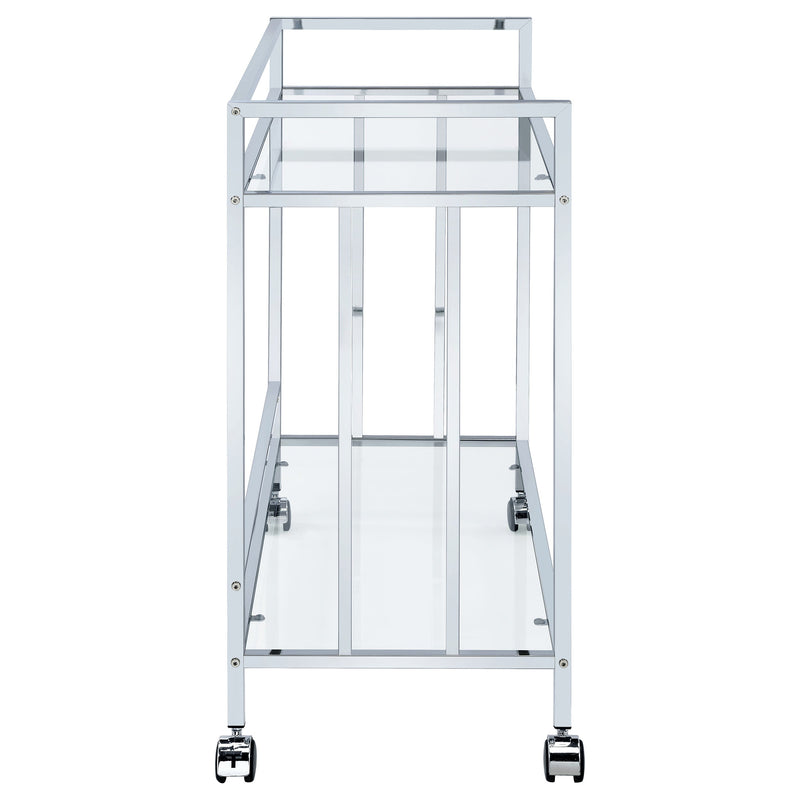 Cara 2-tier Rectangular Glass Shelf Metal Bar Cart Brass