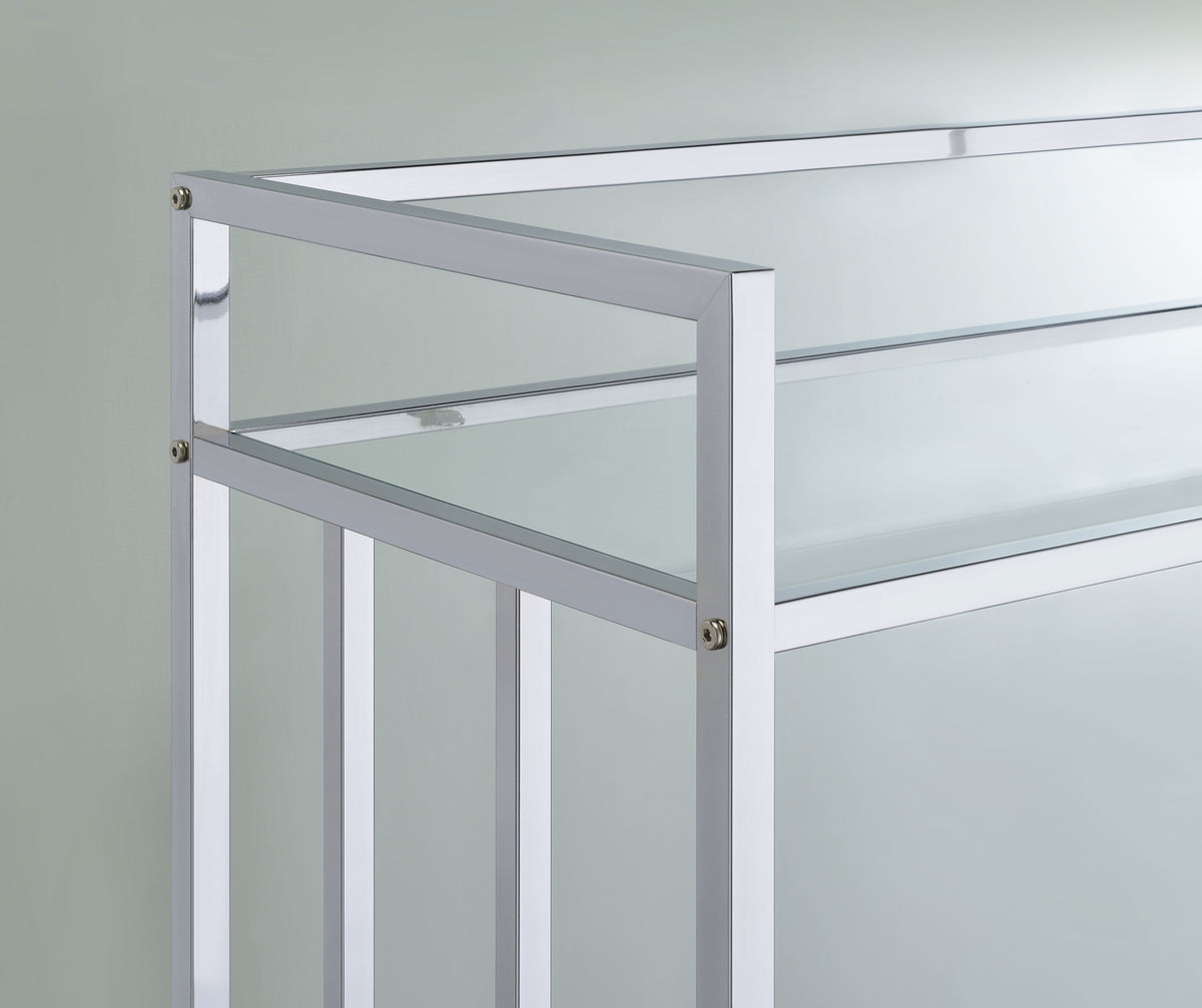Cara 2-tier Rectangular Glass Shelf Metal Bar Cart Brass