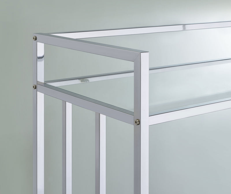 Cara 2-tier Rectangular Glass Shelf Metal Bar Cart Brass