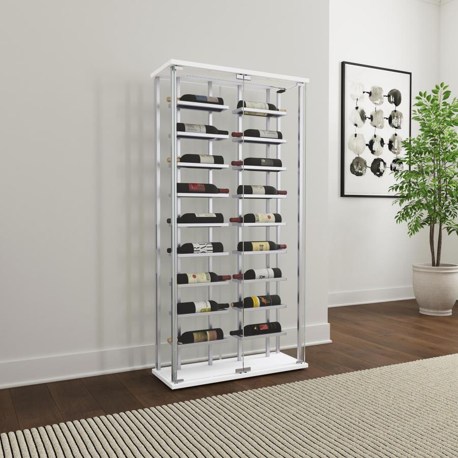 Montara Tempered Glass Wine Storage LED Curio Cabinet Chrome Default Title