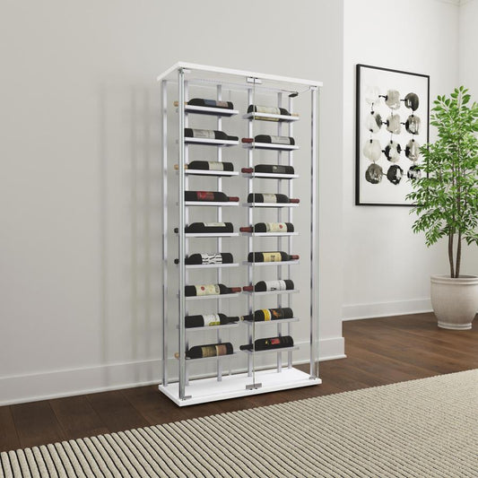 Montara Tempered Glass Wine Storage LED Curio Cabinet Chrome Default Title
