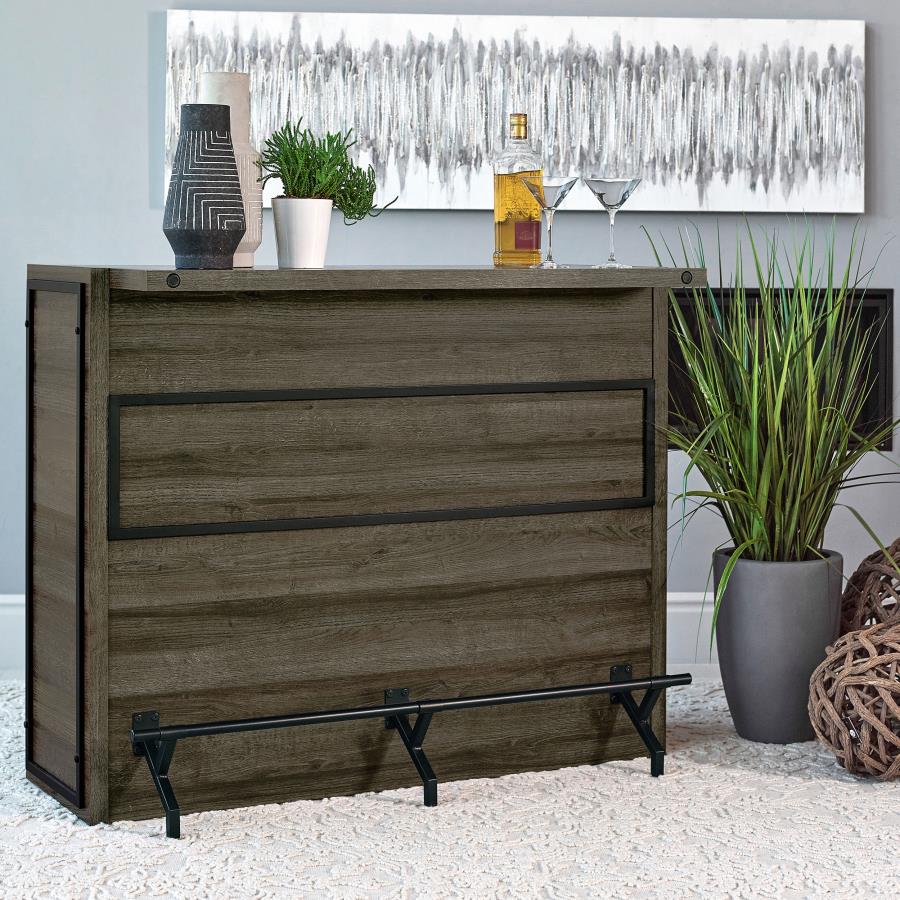 Joe 5-shelf Composite Wood Home Bar Wine Cabinet Aged Oak Default Title