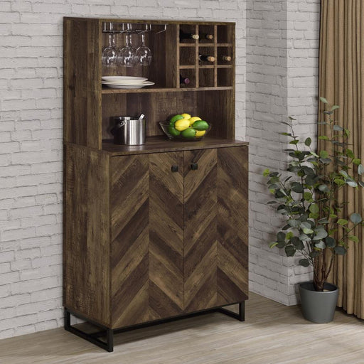Mendoza 2-door Home Bar Cabinet Wine Storage Rustic Oak Default Title