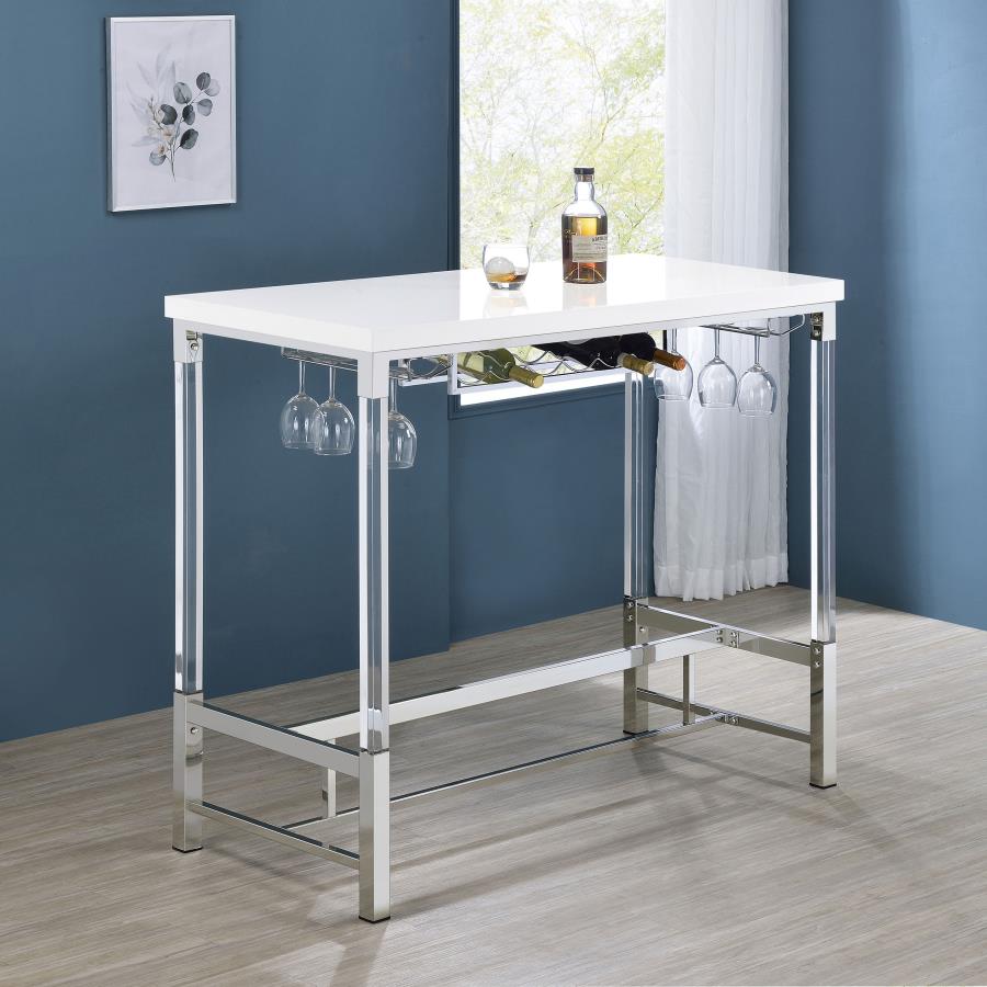 Norcrest 47-inch Acrylic Leg Bar Table White High Gloss Default Title