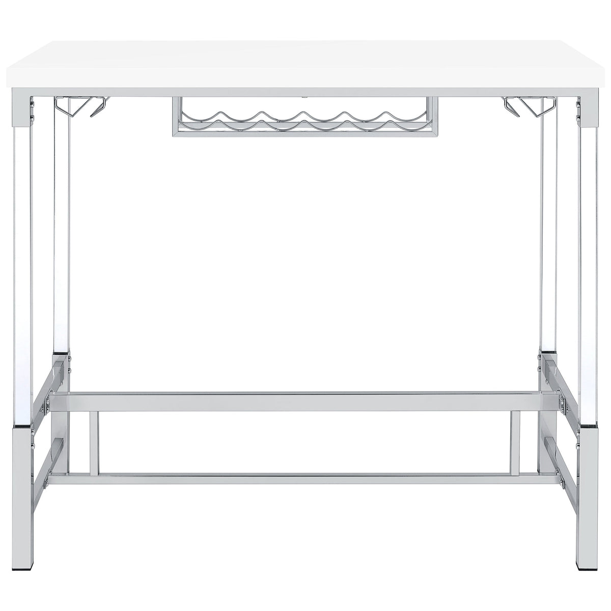 Norcrest 47-inch Acrylic Leg Bar Table White High Gloss