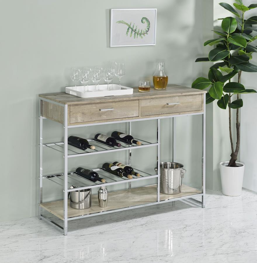 Melrose 2-drawer Home Bar Storage with Wine Rack Grey Default Title