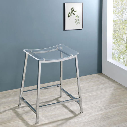 Jovani Acrylic Backless Counter Stool Chrome (Set of 2) Default Title