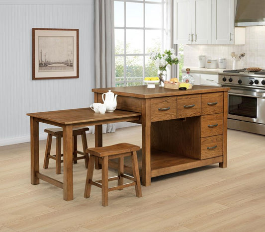 Mayfair 3-piece Kitchen Island with Extension Table Dark Oak Default Title