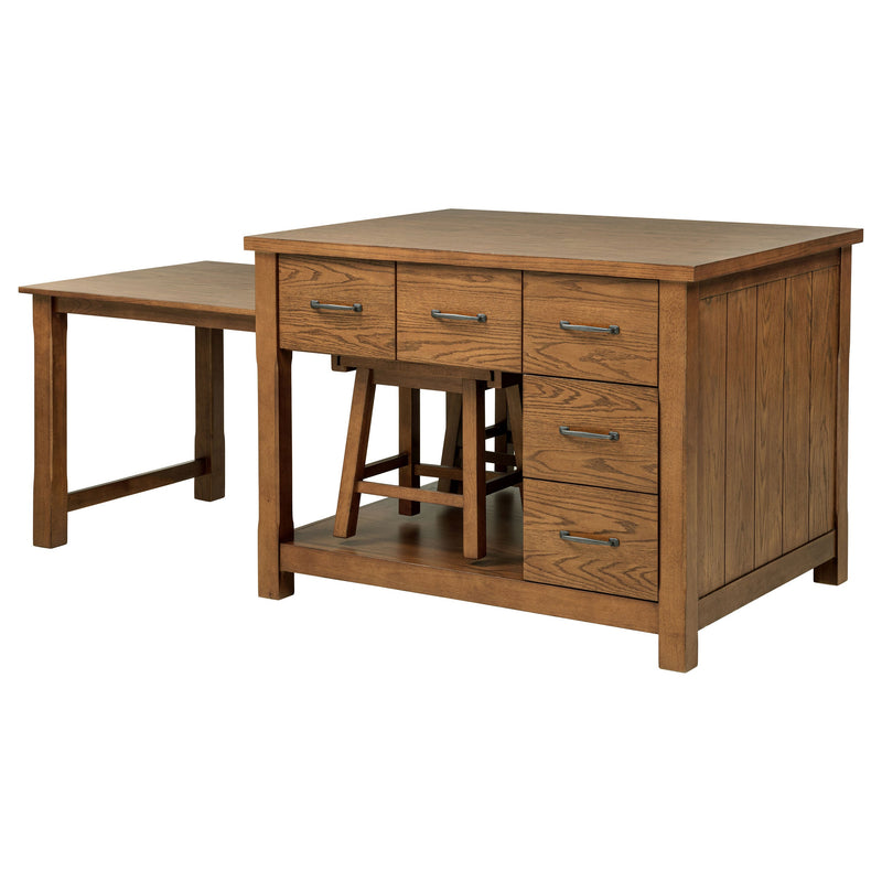 Mayfair 3-piece Kitchen Island with Extension Table Dark Oak