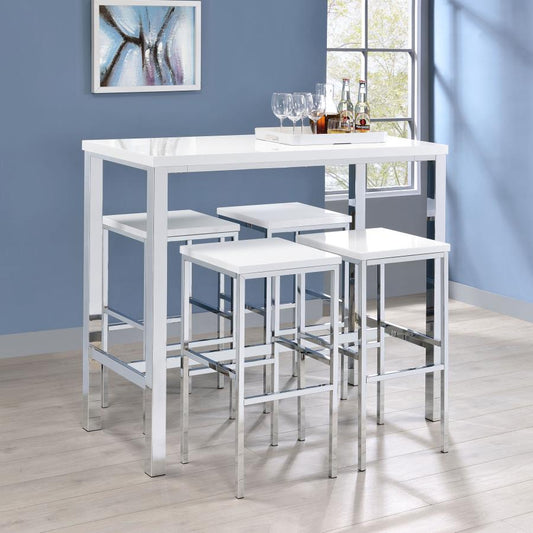 Natividad 5-piece Pub Height Bar Table Set White High Gloss Default Title
