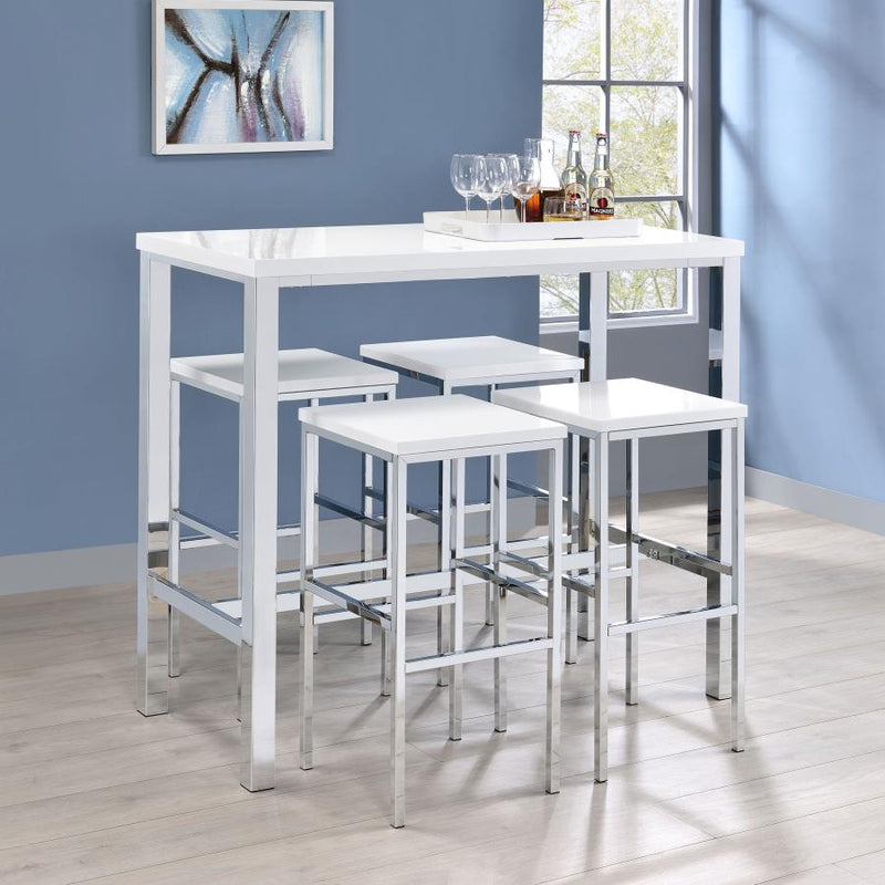 Natividad 5-piece Pub Height Bar Table Set White High Gloss Default Title