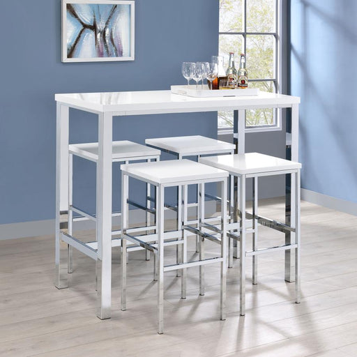 Natividad 5-piece Pub Height Bar Table Set White High Gloss Default Title