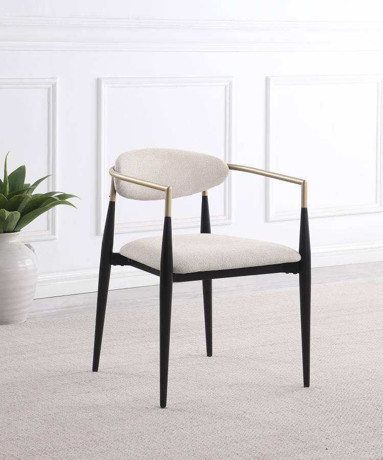 Alexis Fabric Upholstered Dining Arm Chair (Set of 2) Beige