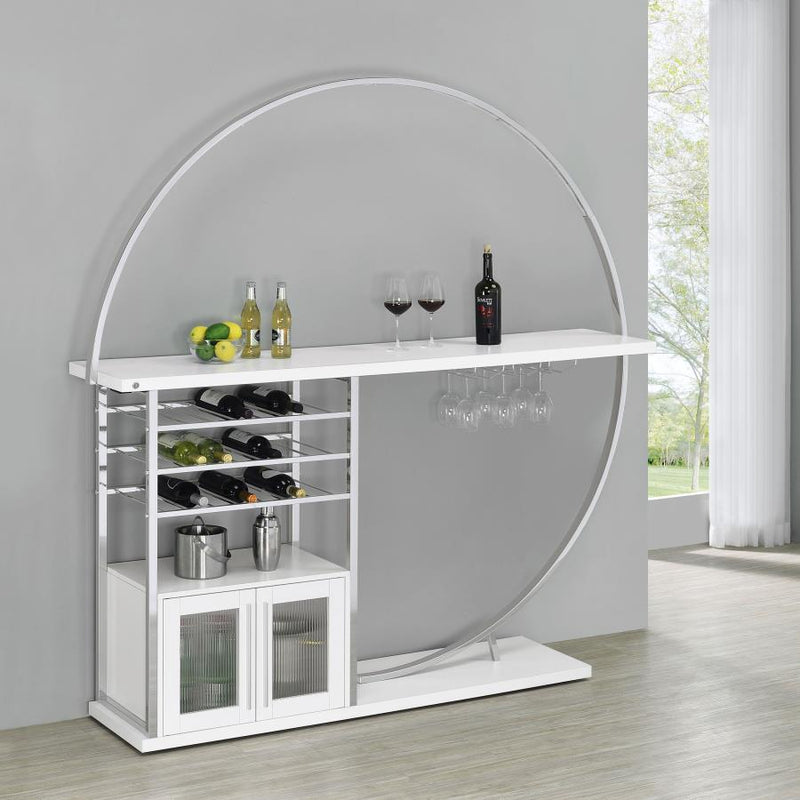 Risley 2-door Circular LED Wine Cabinet High Gloss White