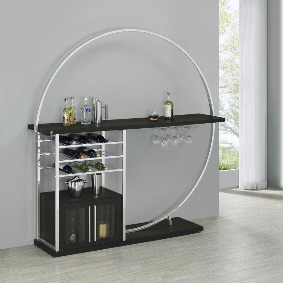 Risley 2-door Circular LED Wine Cabinet High Gloss Dark Charcoal