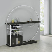 Risley 2-door Circular LED Wine Cabinet High Gloss Dark Charcoal