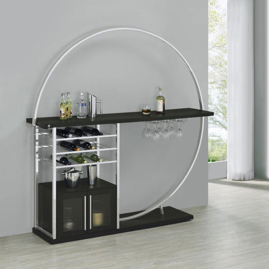 Risley 2-door Circular LED Wine Cabinet High Gloss Dark Charcoal