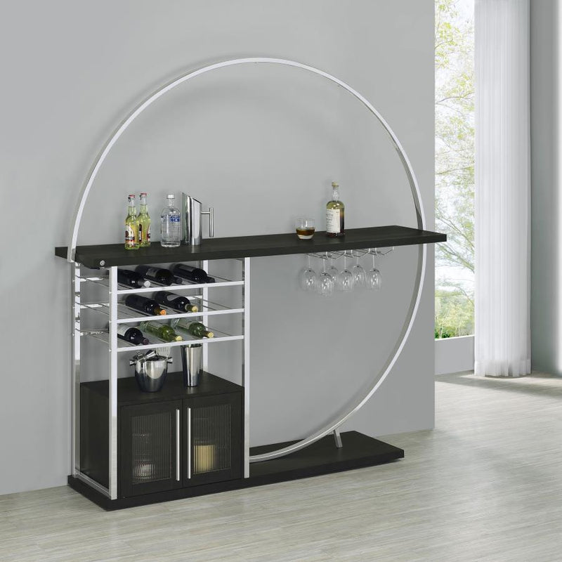 Risley 2-door Circular LED Wine Cabinet High Gloss Dark Charcoal