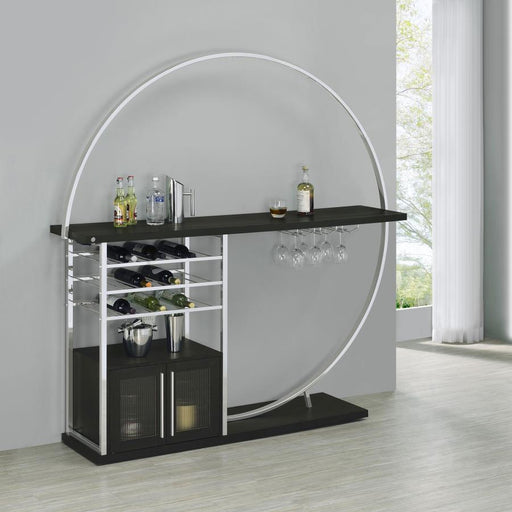 Risley 2-door Circular LED Wine Cabinet High Gloss Dark Charcoal