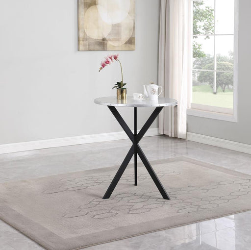 Kenzo Round 32-inch Galvanized Steel Bistro Bar Table Silver Default Title
