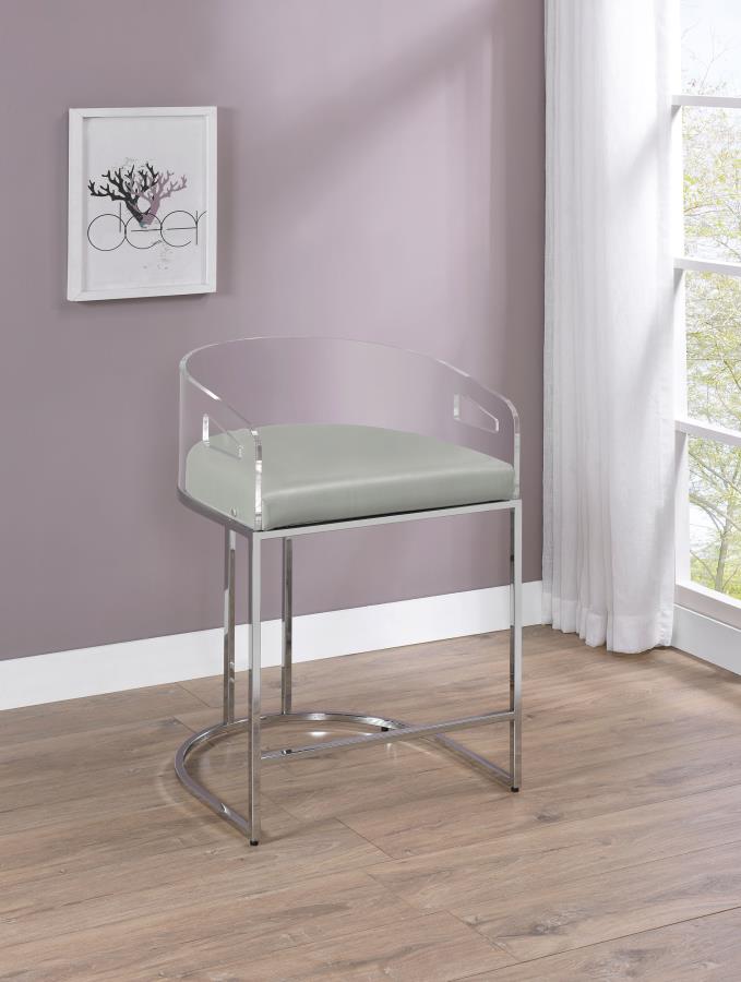 Thermosolis Clear Acrylic Counter Chair Chrome (Set of 2) Default Title
