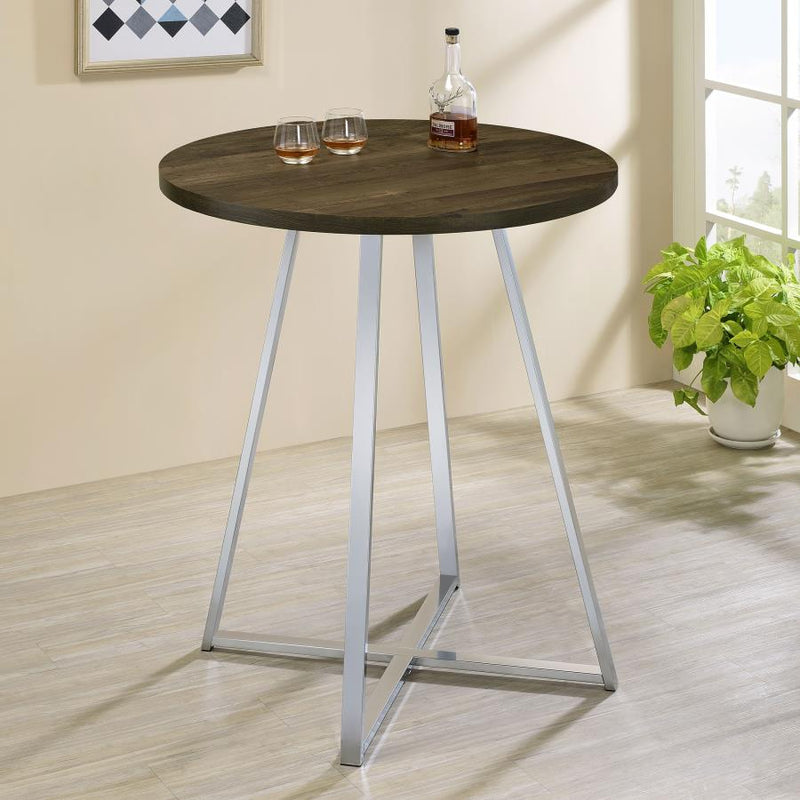 Burkhart Round 35-inch Pub Height Bistro Bar Table Brown Oak Default Title