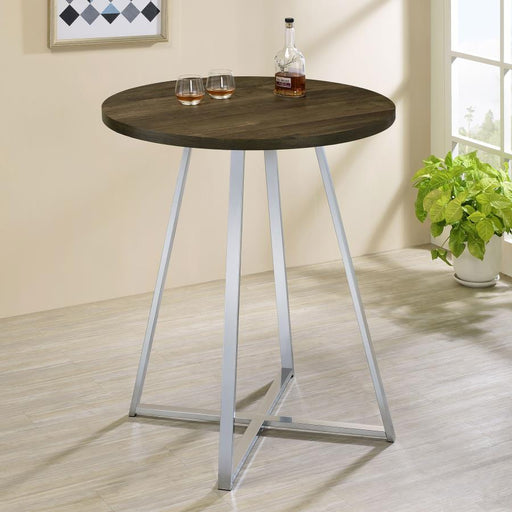 Burkhart Round 35-inch Pub Height Bistro Bar Table Brown Oak Default Title