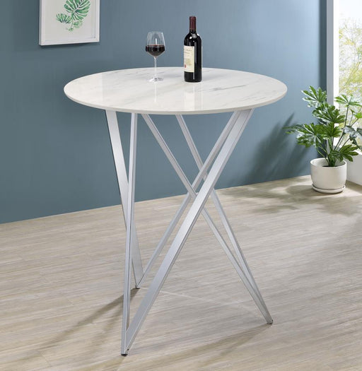 Bexter Round 35-inch Faux Marble Bistro Bar Table Chrome Default Title