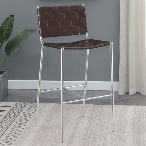 Adelaide Upholstered Pub Height Bar Stool Brown and Chrome Default Title