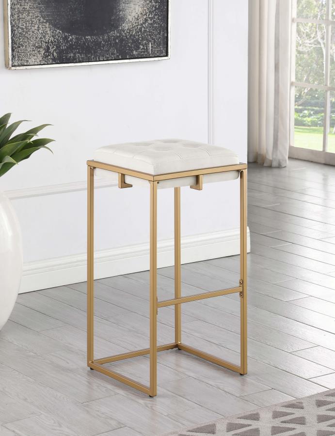 Nadia Upholstered Backless Bar Stool Beige (Set of 2) Default Title