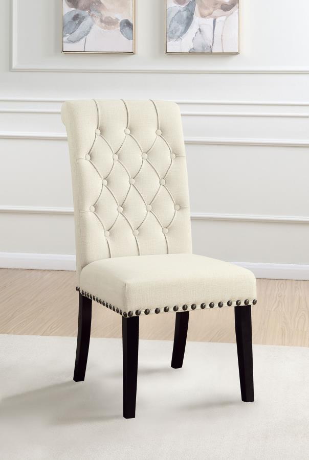 Alana Fabric Upholstered Dining Side Chair (Set of 2) Beige Rustic Espresso
