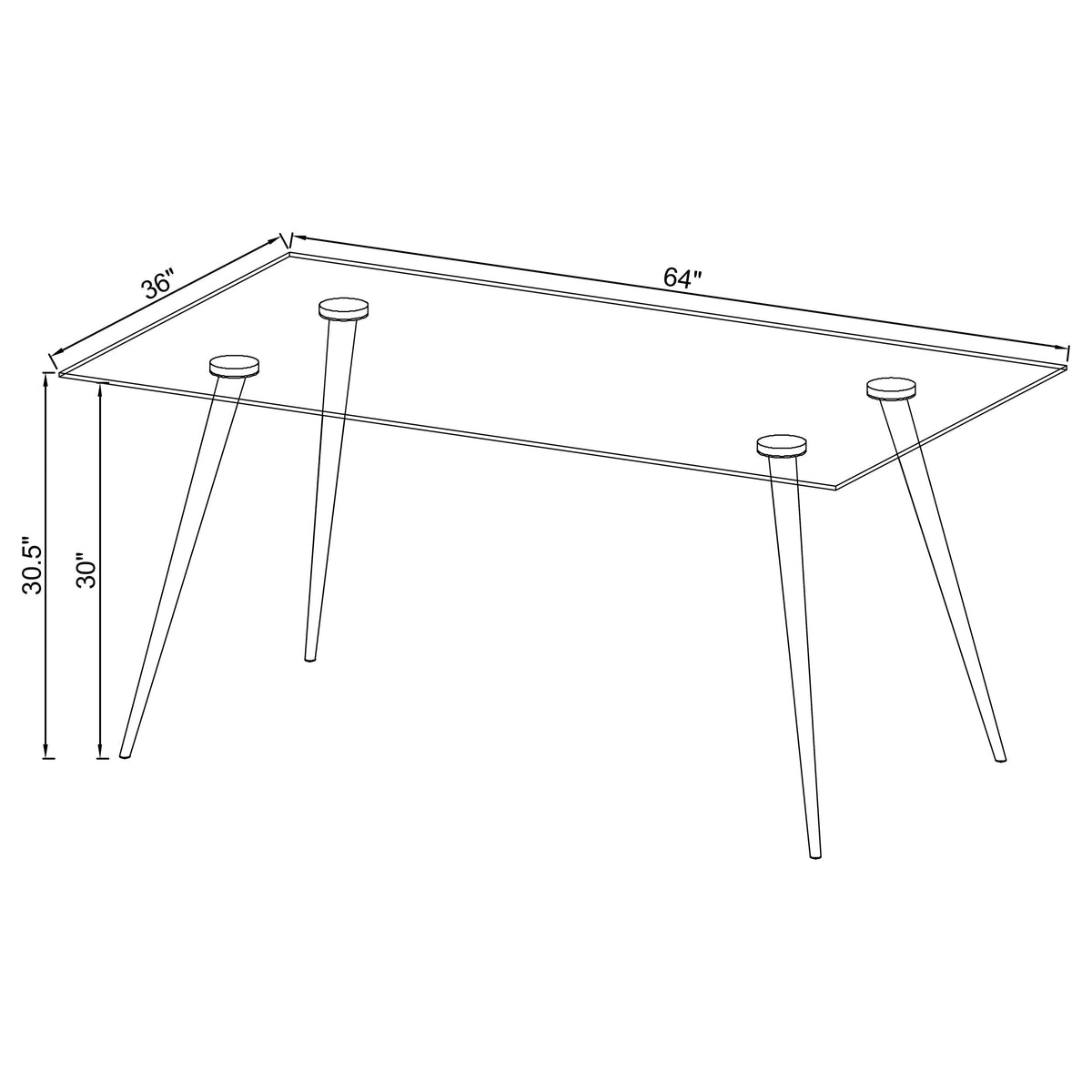 Gilman Rectangular 64-inch Glass Top Dining Table