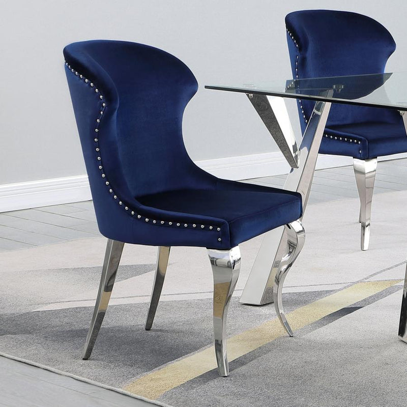 Cheyanne Upholstered Dining Side Chair (Set of 2) Ink Blue