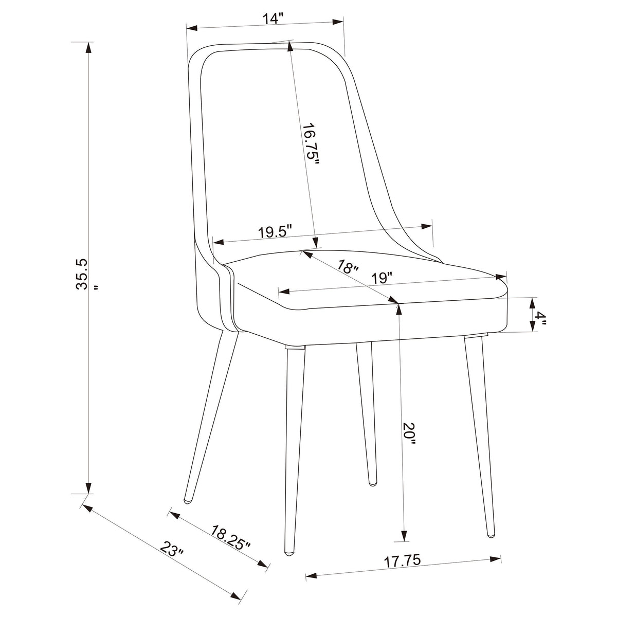 Cabianca Upholstered Dining Side Chair Grey (Set of 2)
