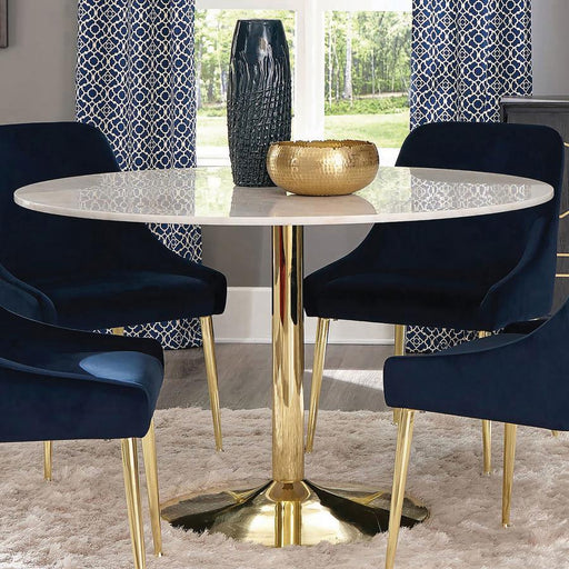 Kella Round 50-inch Marble Top Dining Table White Marble Default Title