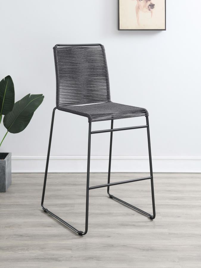 Jerome Woven Rope Metal Bar Chair Charcoal (Set of 2) Default Title