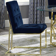 Cisco Velvet Upholstered Dining Side Chair (Set of 2) Blue Gold
