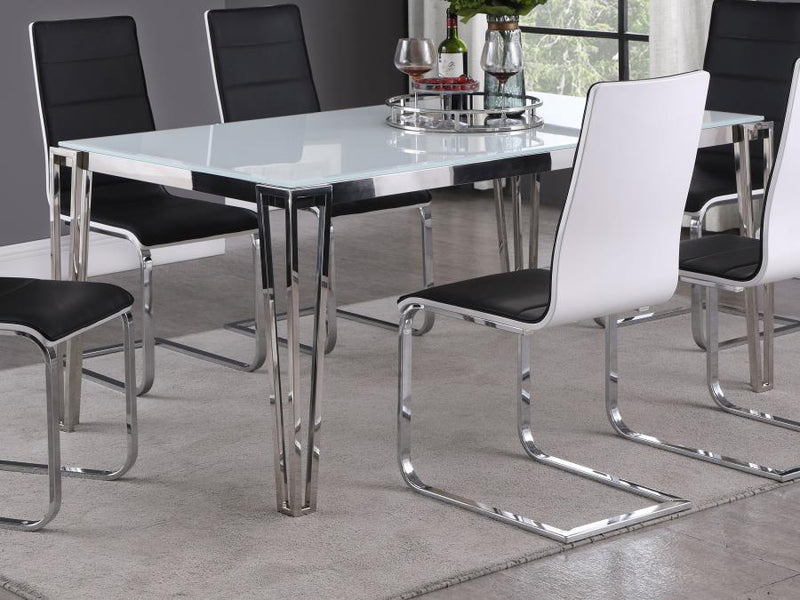 Pauline Rectangular 64-inch Glass Top Dining Table Chrome Default Title