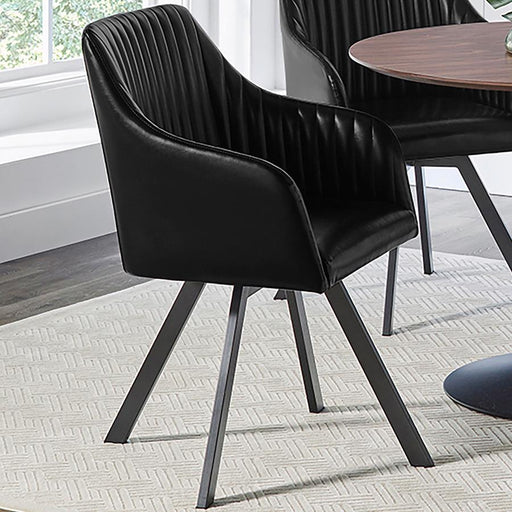 Arika Velvet Upholstered Swivel Dining Arm Chair Black