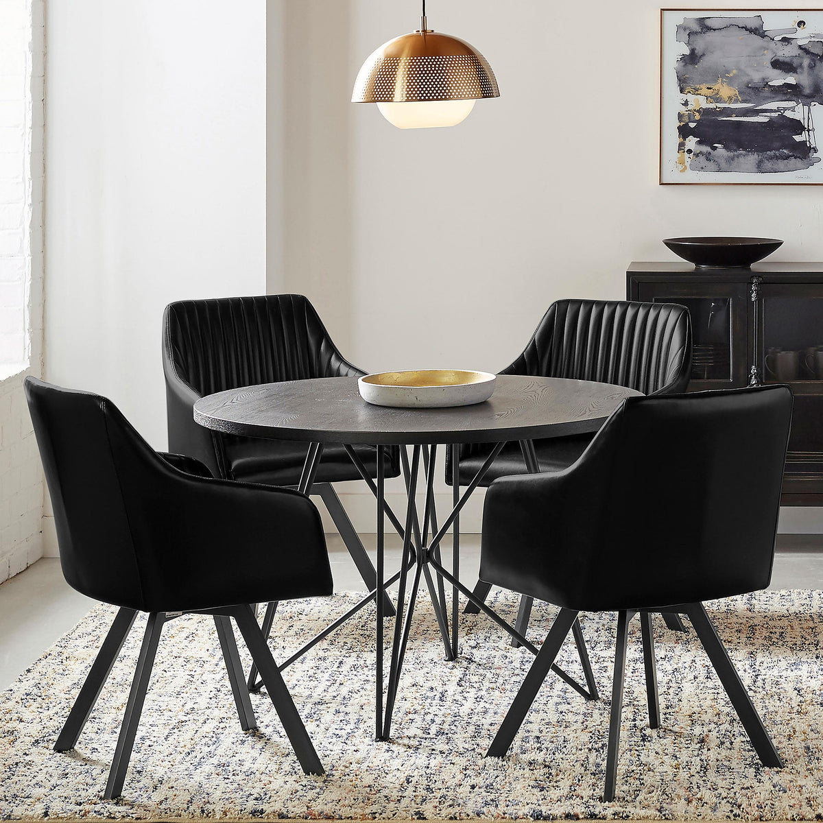 Arika Velvet Upholstered Swivel Dining Arm Chair