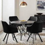 Arika Velvet Upholstered Swivel Dining Arm Chair