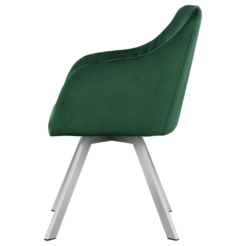 Arika Velvet Upholstered Swivel Dining Arm Chair
