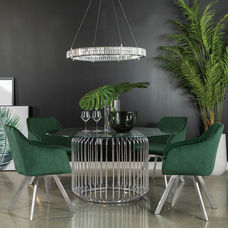 Arika Velvet Upholstered Swivel Dining Arm Chair