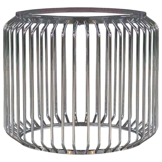Veena Round Metal Dining Table Base Chrome Default Title