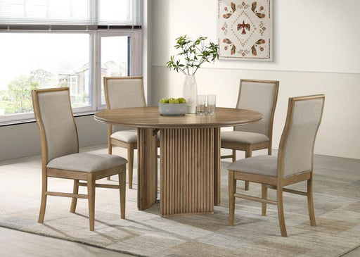 Adina 5-piece Round Dining Table Set Distressed Light Brown Default Title