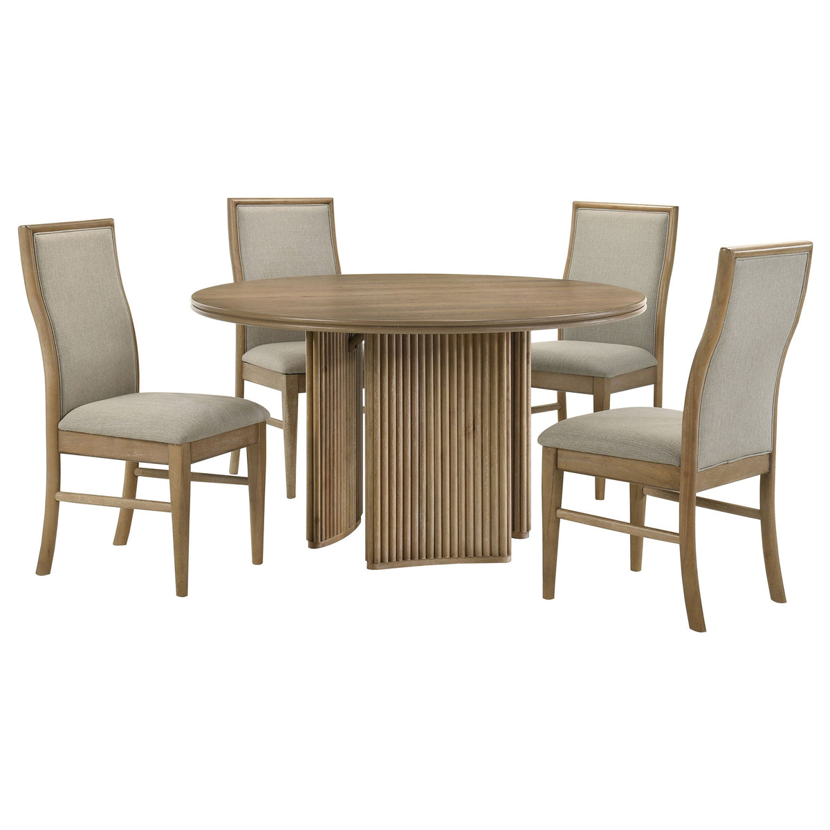 Adina 5-piece Round Dining Table Set Distressed Light Brown