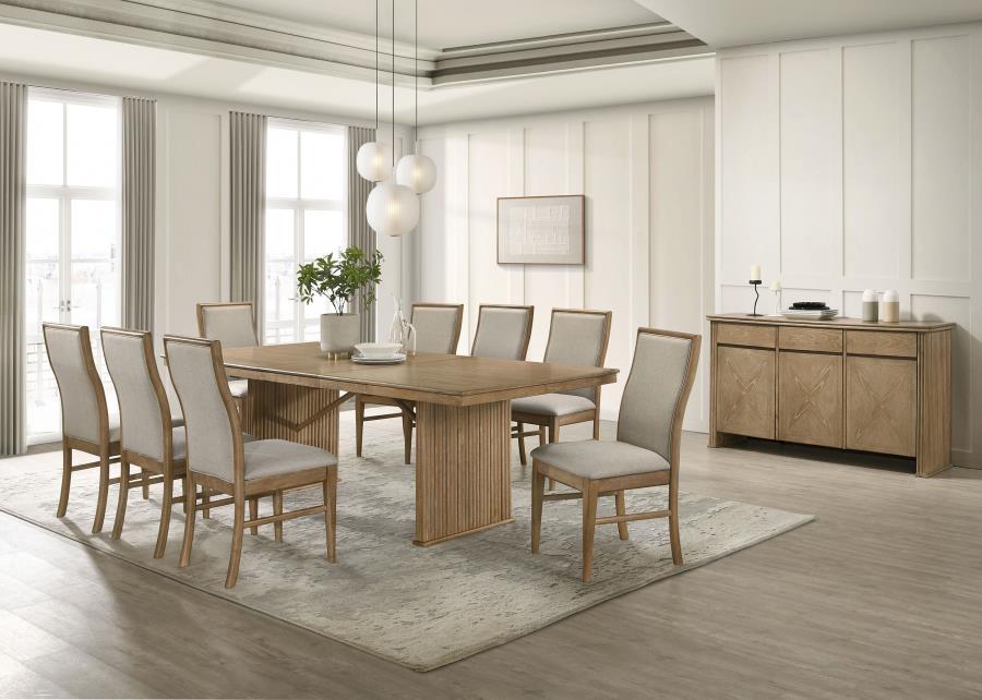 Adina Extension Dining Set Distressed Light Brown 10-piece