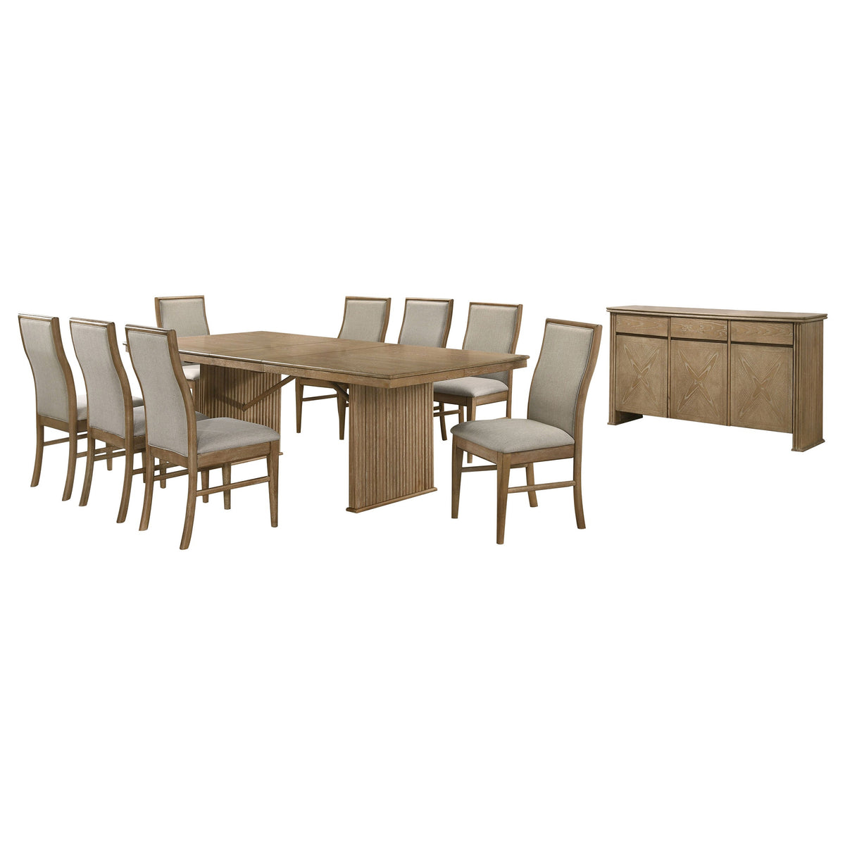 Adina Extension Dining Set Distressed Light Brown